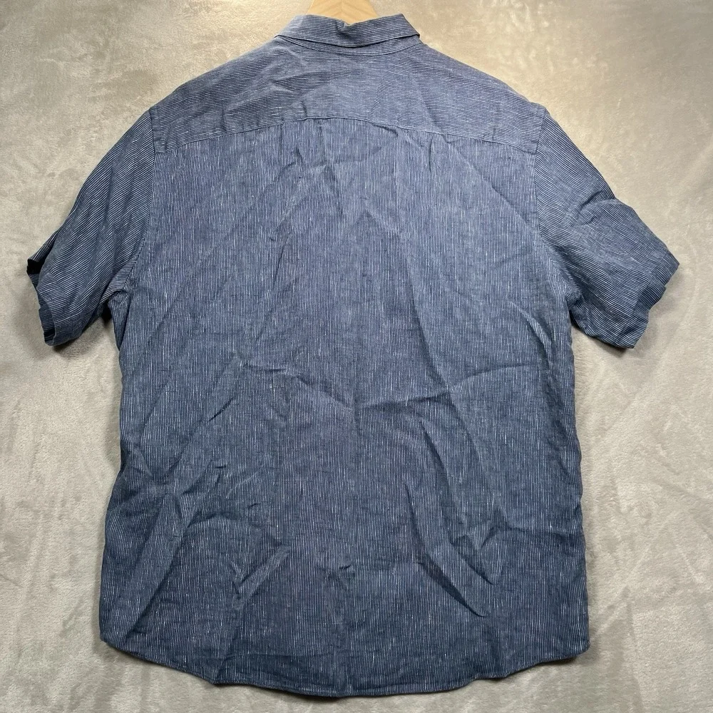 UNTUCKit Canon Shirt Men's Linen XL Blue Short Sleeve